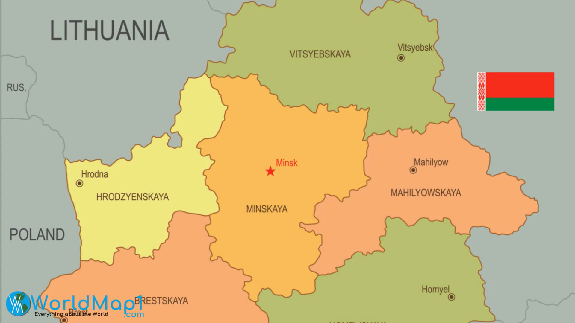 Belarus Regions Map with Minsk